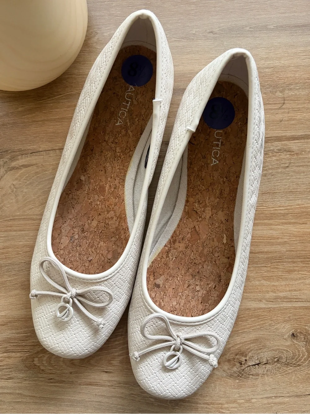 Nautica Ivory Textured Ballet Flats